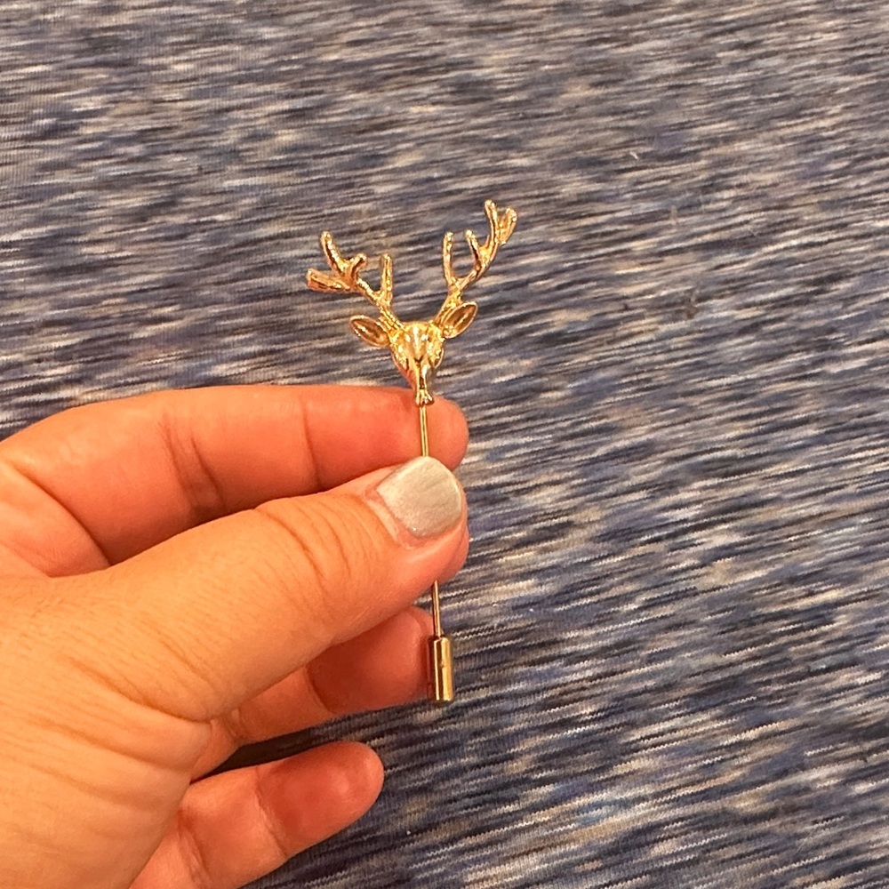 Gold Deer Antler Brooch Pin